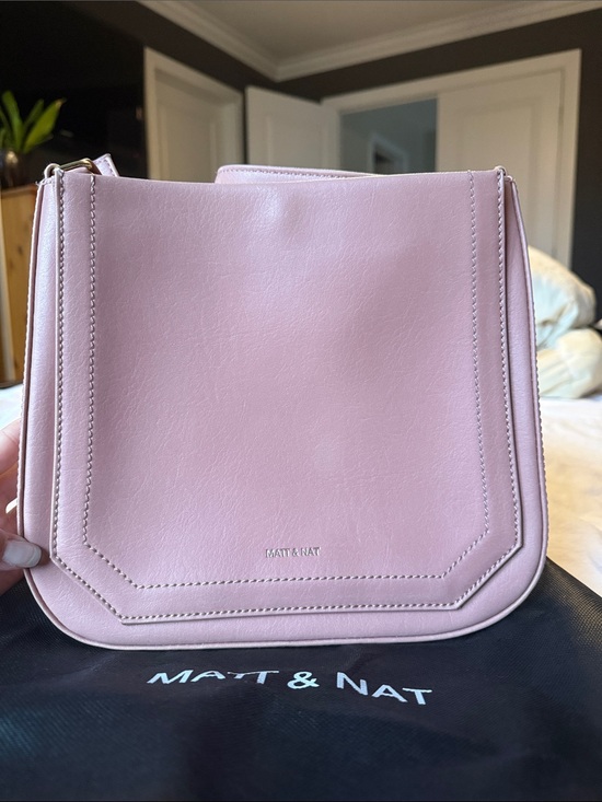 Matt & Nat Handbags - Matt & Nat Pale Pink Structured Vegan Leather Crossbody